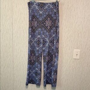 Geometric Blue Wide-Leg Alyx Large Women Pull on  Pant